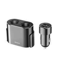 BASEUS didelio efektyvumo automobilinis įkroviklis 2x USB + 2x cigarečių degiklio lizdas 80W