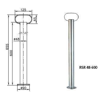 Fiksuota atrama su spaustuku WINTERHOFF RSR48-600+KLE48 150kg 48mm 600mm