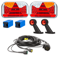 Šviesų komplektas: FRISTOM FT-170 LED galiniai žibintai + FRISTOM FT-009 LED šoniniai gabaritiniai žibintai + MANTES 7m 13 kontaktų diržai