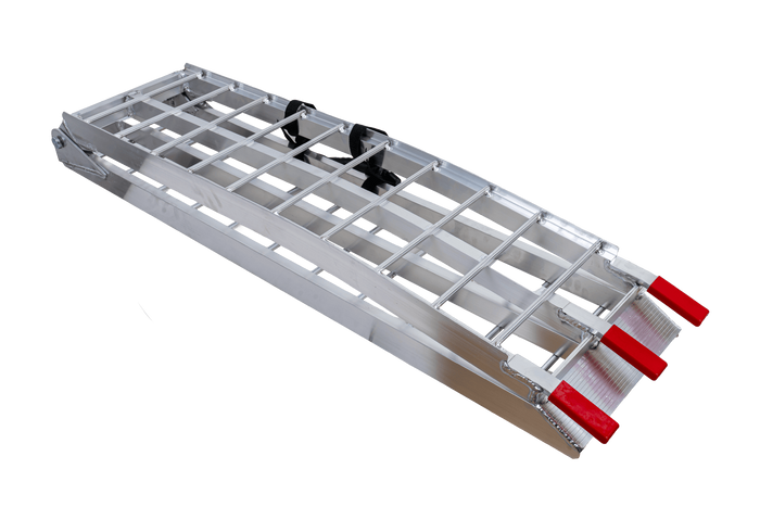 UNITRAILER ALR002 sulankstoma rampa aliumininė priekabai 221 cm 340 kg su diržu
