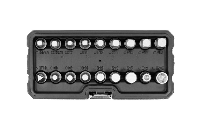 YATO YT-05991 alyvos kamščių raktų rinkinys, 18 galvučių