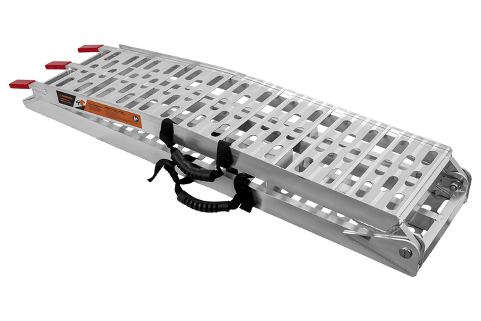 UNITRAILER ALR003 sulankstoma aliumininė rampa priekabai 221 cm 340 kg su diržu ir atrama